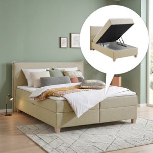 HOMELIV. Boxbett Zibo Webstoff mit Bettkasten