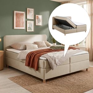HOMELIV. Boxbett Kannur Webstoff mit Bettkasten
