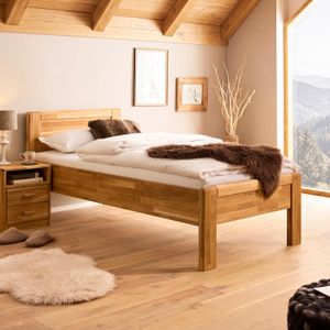 HOMELIV. Seniorenbett Ewen Komfort Wildeiche Massivholz