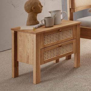 HOMELIV. Nachttisch Faye Eiche Massivholz H 45cm