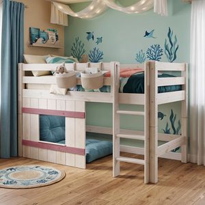Hütten-Mini-/Midi-Hochbett Kids Paradise Kiefer Massivholz mit Lattenrost