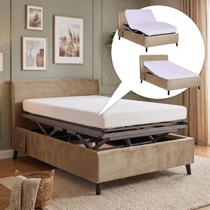 Einzelbett Thea Komfort Velours mit Pflegebett-Funktion und Lattenrost