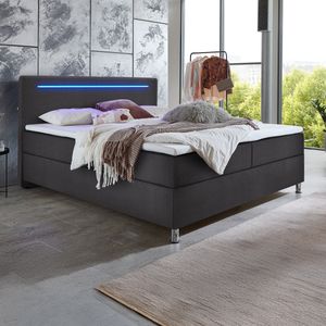 Boxspringbett Oritel Webstoff mit Beleuchtung und Bettkasten