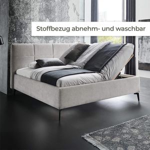 HOMELIV. Polsterbett Jackson Komfort Webstoff mit Bettkasten und Lattenrost