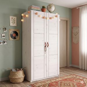 LIFETIME Drehtüren-Kleiderschrank Original Kiefer Massivholz mit Innenausstattung H 203cm
