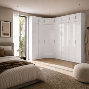 Eck-Kleiderschrank Divisa mit Innenausstattung