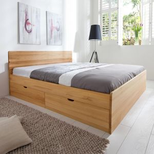 Bett Finnland Komfort Kiefer/Kernbuche Massivholz mit Schubkasten