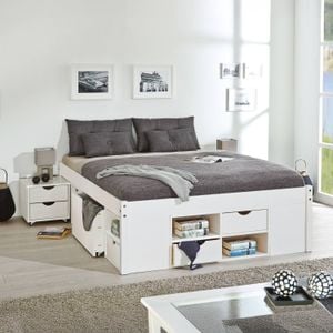 Bett Göteborg Komfort Kiefer Massivholz ohne Kopfteil mit Lattenrost und Schubkasten