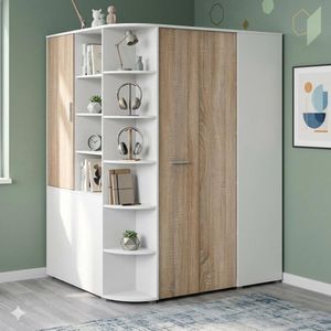 Eck-Kleiderschrank Solero begehbar mit Innenausstattung 124x201cm