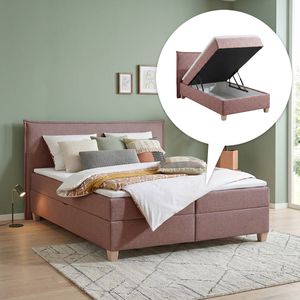 HOMELIV. Boxbett Zibo Webstoff mit Bettkasten