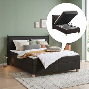 HOMELIV. Boxbett Zibo Webstoff mit Bettkasten