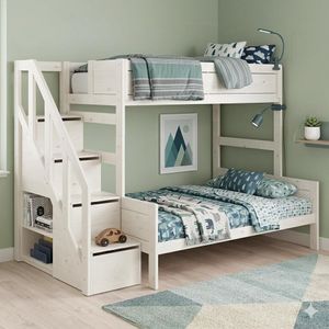 LIFETIME Familienbett Original Kiefer Massivholz mit Lattenrost und Treppenmodul