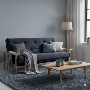 Schlafsofa Emmich Webstoff mit Lattenrost und Aufbewahrungstuch