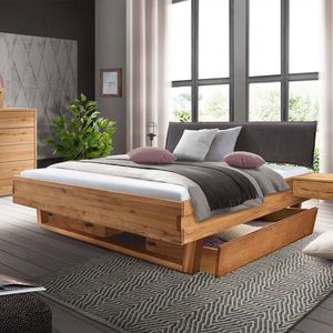 Bett Lobivia Komfort Wildeiche Massivholz mit Schubkasten