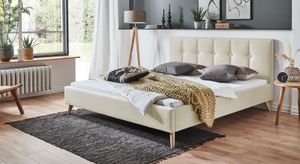 HOMELIV. Polsterbett Maliana Velours/Webstoff