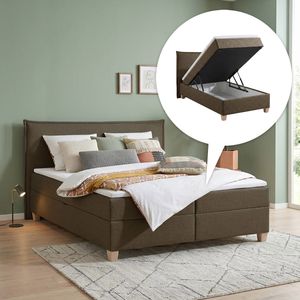 HOMELIV. Boxbett Zibo Webstoff mit Bettkasten