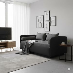 Schlafsofa Eriko Komfort Kunstleder mit Bettkasten