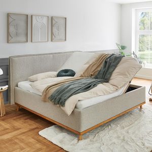 HOMELIV. Polsterbett SwitchIT Örebro Webstoff mit Bettkasten und Lattenrost