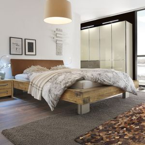 Balkenbett Limeira Wildeiche Vintage Massivholz