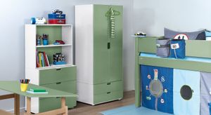Drehtüren-Kleiderschrank Kids Town Color Buche teilmassiv mit Schubladen