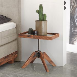 Bett-Beistelltisch Molina Akazie Massivholz H 34-53 cm