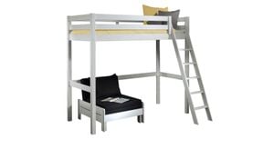 Maxi-Hochbett Kids Comfort Kiefer Massivholz mit Lattenrost und Sesselbett