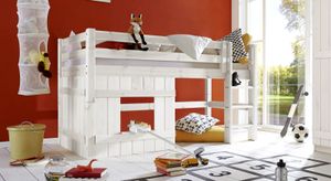 Hütten-Mini-/Midi-Hochbett Kids Paradise Kiefer Massivholz mit Lattenrost