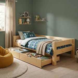 Bett Kids Fantasy Buche Massivholz mit Lattenrost und Schubkasten 90x200cm