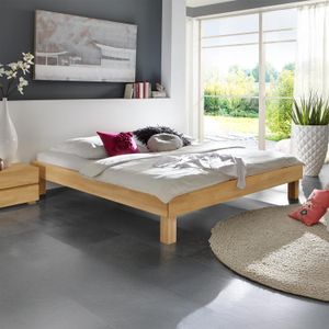 Bett Madrid Buche Massivholz ohne Kopfteil