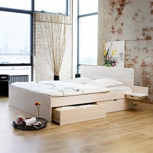 Bett Finnland Komfort Kiefer/Kernbuche Massivholz mit Schubkasten