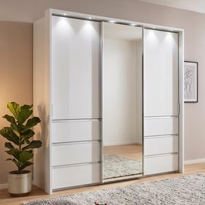 Schwebetüren-Kleiderschrank Tanaria mit Spiegel und Schubladen