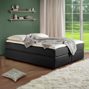 HOMELIV. Boxspringbett Sydney Kunstleder/Webstoff ohne Kopfteil