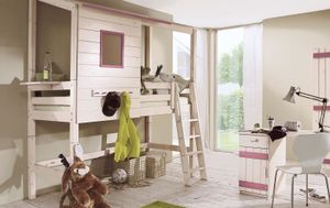 Abenteuer-Mini-/Midi-Hochbett Kids Paradise Kiefer Massivholz mit Lattenrost
