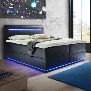 Boxspringbett Xaya Kunstleder mit Beleuchtung und Bettkasten