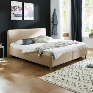 HOMELIV. Polsterbett Kannur Webstoff mit Bettkasten