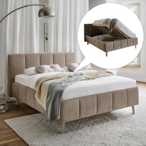 Polsterbett Malven Komfort Bouclé mit Bettkasten und Lattenrost