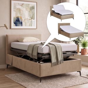 Polsterbett Elin Komfort Velours mit Pflegebett-Funktion und Lattenrost