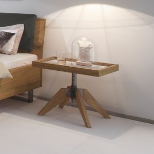 Bett-Beistelltisch Valletta Wildeiche Massivholz H 34-53cm