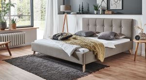 HOMELIV. Polsterbett Maliana Velours/Webstoff