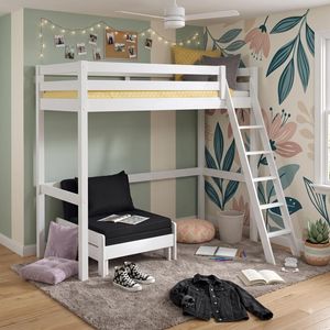 Maxi-Hochbett Kids Comfort Kiefer Massivholz mit Lattenrost und Sesselbett
