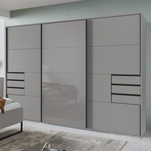 Schwebetürenschrank Leif mit Glasfront und Schubladen
