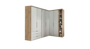 Eck-Kleiderschrank Estiva Eiche Dekor mit Glasfront