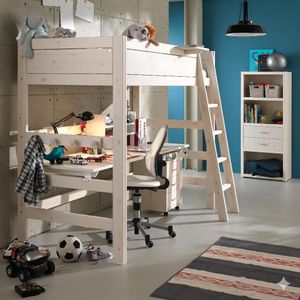 LIFETIME Hochbett Original Kiefer Massivholz mit Lattenrost