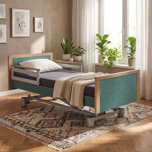 Komfortbett mit Pflegebett-Funktion Sylt Webstoff mit Tellerrost