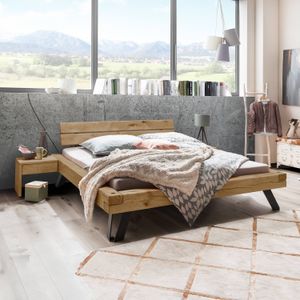 Balkenbett Janita Komfort Wildeiche Massivholz