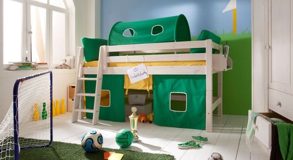Mini-Hochbett Kids Paradise Kiefer Massivholz mit Lattenrost