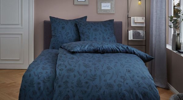 Kleine Wolke Mako-Satin-Bettwäsche Lisse Dunkelblau