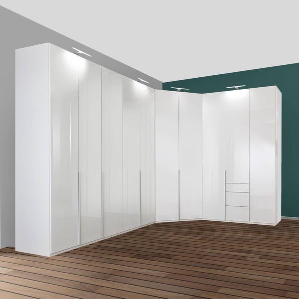 Eck-Kleiderschrank Esperia mit Beleuchtung