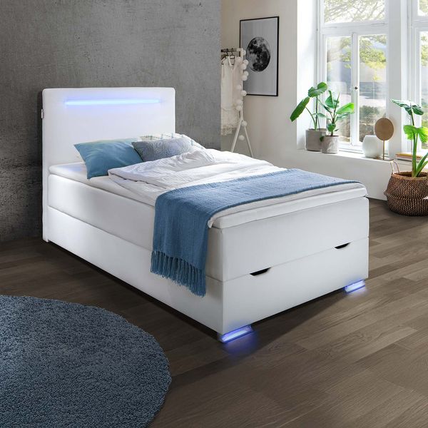 Boxspringbett Iniko Kunstleder mit Beleuchtung und Bettkasten