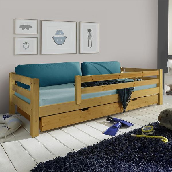 Ausziehbett Kids Paradise Express Kiefer Massivholz mit Lattenrost und Schubkasten 90x200 cm